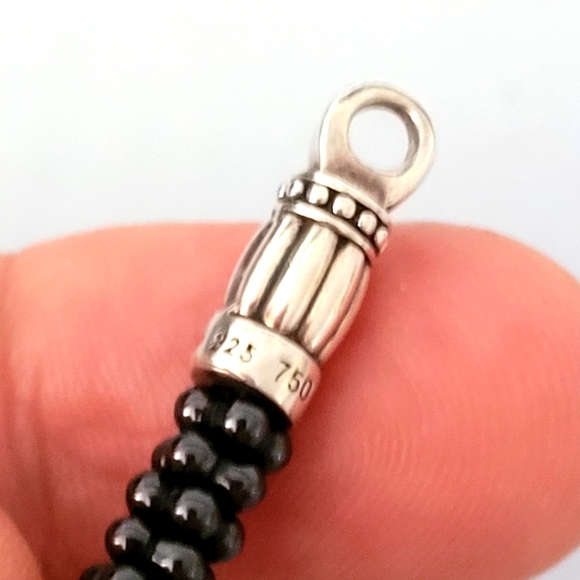 LAGOS Sterling Silver 18K Gold Black Ceramic Caviar Bracelet 8.5" - Picture 3 of 8